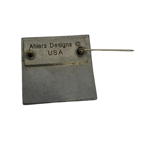 Vintage Signed Gail Ahlers Designs USA Hands and Heart Purple Pewter Pin Brooch - Picture 5 of 5